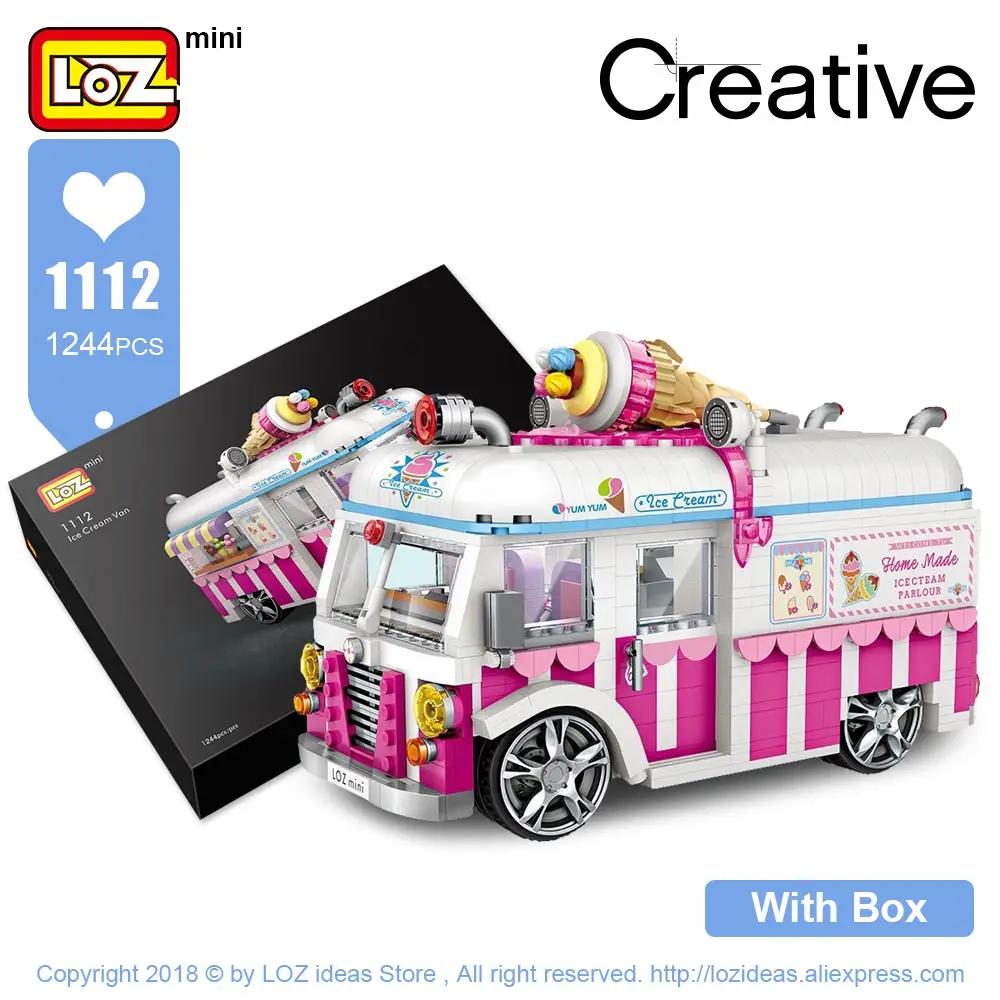 1112 With Box LOZ Technic Мини Строительные блоки хот-дог тележка автомобиль Assemable детские развивающие игрушки для детей Creator мороженое грузовик - Цвет: 1112 With Box
