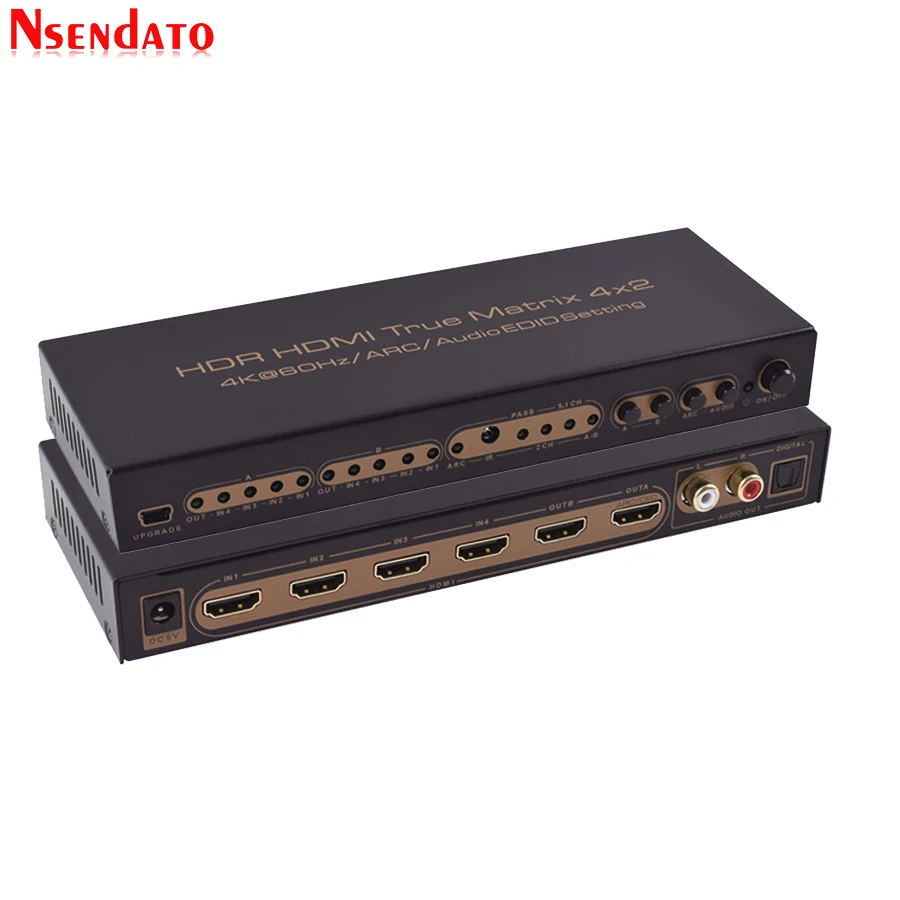 Гибкий кабель HDR HDMI 4x2 матричный коммутатор 4 K 60 Гц 4 в 2 из коммутатор сплиттера HDMI аудио экстрактор дуги ИК Управление SPDIF для PS3 PS4 ТВ DVD