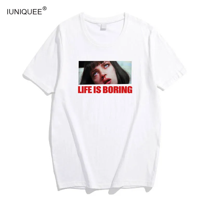 Пародия Harajuku белая женская футболка T летняя новинка футболка Femme Life is Boring буквенный принт Женская футболка - Цвет: boring white