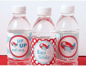 Water bottle labels Самолет вечерние кекс туппер вечеринка для мальчика день рождение украшения дети самолет баннеры-Декорации для вечеринки поставки бутылка воды этикетка - Цвет: Water bottle labels