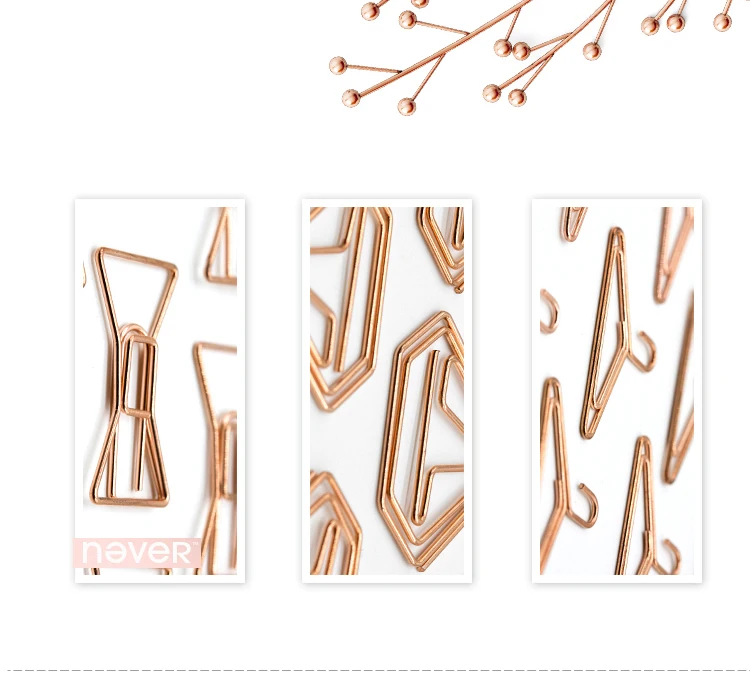 JIANWU/Rose Gold Series Metallic color bowknot modelling Paper clip Fashion business office lady style Office stationery set