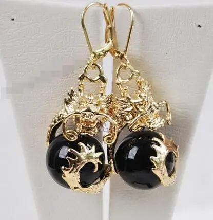 

AA color Can choose Natural 14mm BLack Beads earrings AAA Grade
