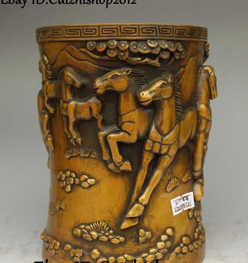 Бесплатная доставка китайские бронзовые конные Кони для бега ручка контейнер