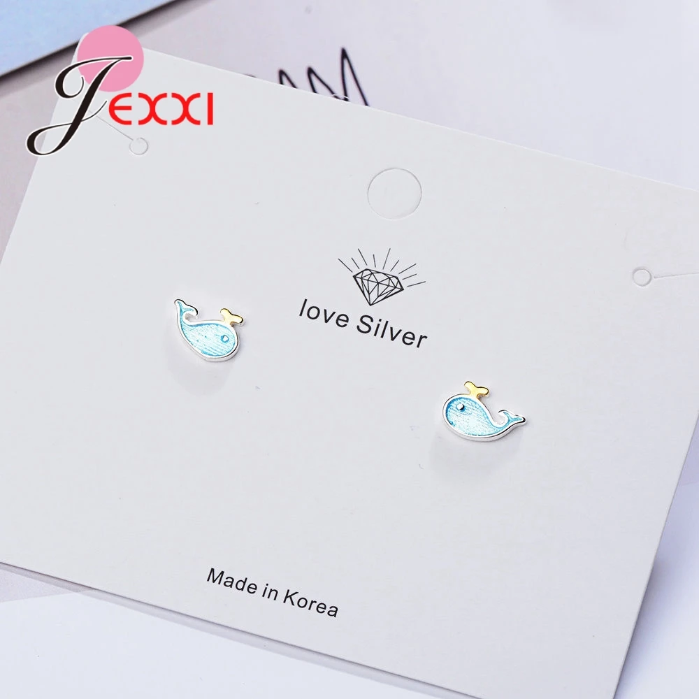 Очаровательные маленькие синие дельфины в форме настоящих гвоздиков для девушек