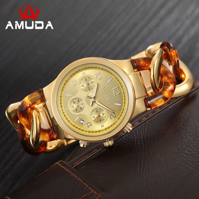 AMUDA женские часы с ремешком из сплава календарем люксовый бренд повседневные
