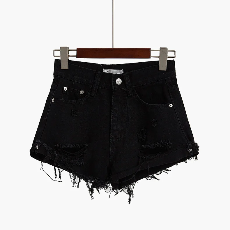 2019 г. черные белые шорты с кисточками Узкие ковбойские штаны дырками|Комбинезоны