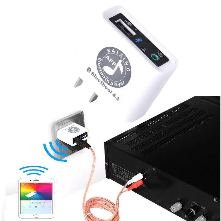 AC110~220V Bluetooth 4.2 APP Control Audio Receiver Stereo Sound U disk Player | Электронные компоненты и