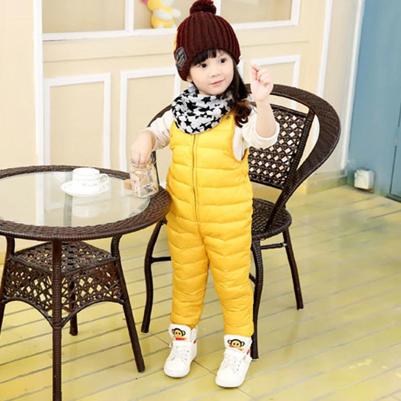 Baby Girls Winter Down Pants Children Outerwear Thicken Jumpsuits Overalls White Duck Pant Kids Warm Trousers Clothing 1-4Y | Мать и