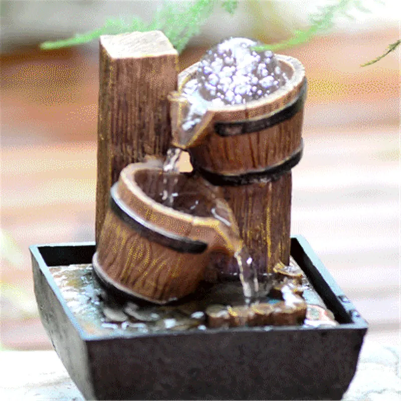 Resin Concise Living Room Water Fountain Feng Shui Ball With LED Light Water Landscape Feng Shui Ornaments Crafts Gifts