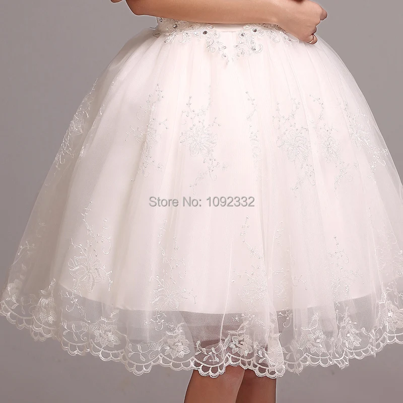 Женское Короткое свадебное платье белое кружевное невесты с коротким рукавом