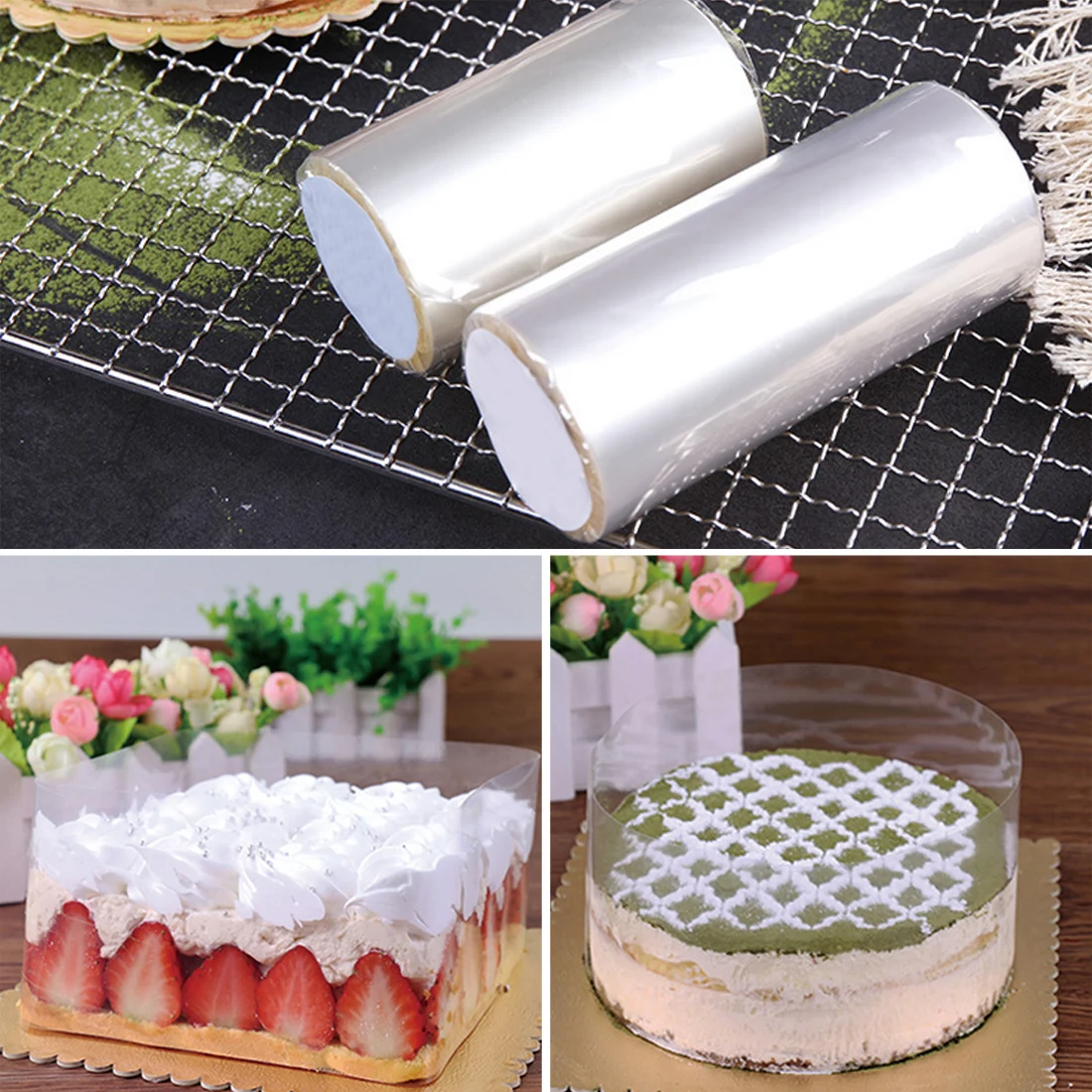 10 см прозрачный струйный торт воротник рулон упаковки DIY инструмент для украшения торта прозрачный мусс окружающей упаковочной ленты