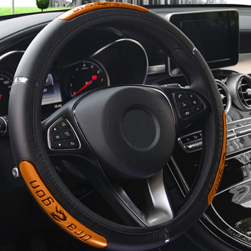 

38CM Auto Car Steering Wheel Cover Anti-catch Holder Protector China Dragon Design Fashion Sports Style Car Interior Accessories
