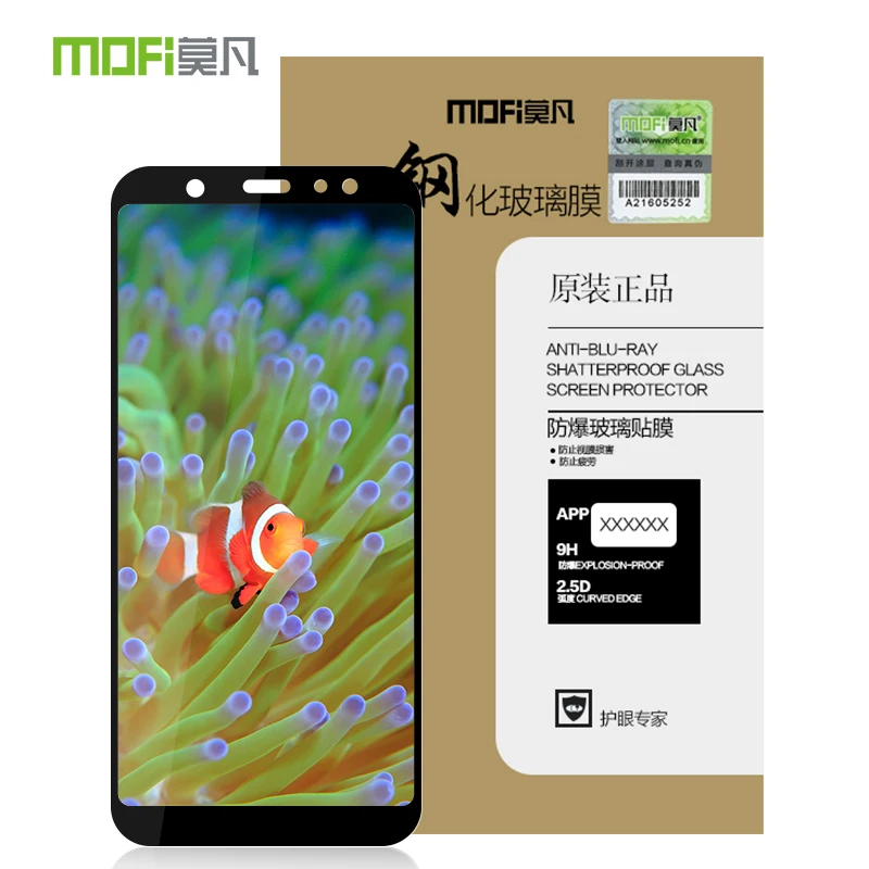 

For Samsung Galaxy A6 2018 MOFi 9H Full Cover Tempered Glass Screen Protector Film For Samsung A6 2018 Toughened Glass Film
