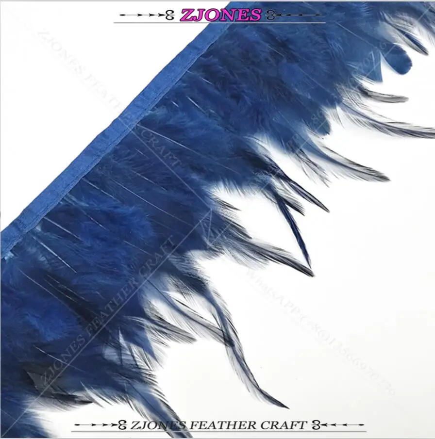navy blue 1 м 10-15 см петух Hackle перо отделка петух седло перо отделка перо лента с бахромой перо полосы для костюма/юбки - Цвет: navy blue