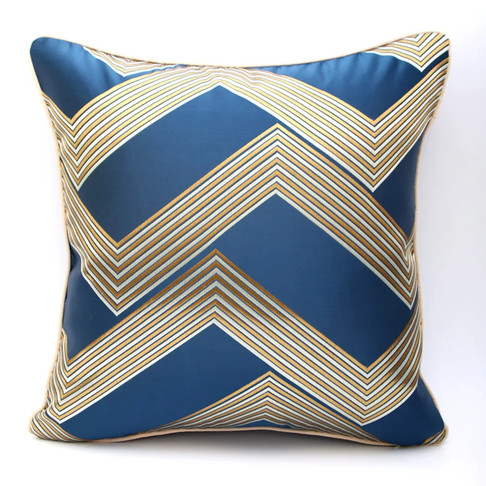 Новый китайский стиль современный простой квадратный чехол для подушки Синий