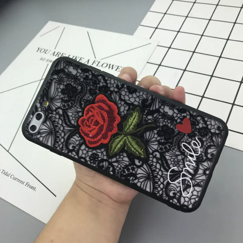 JIKE Creative Pattern Embroidered Rose Acrylic All-inclusive Protection Case for Galaxy S6/S6edge/S7/S7edge/S8/S8plus | Мобильные