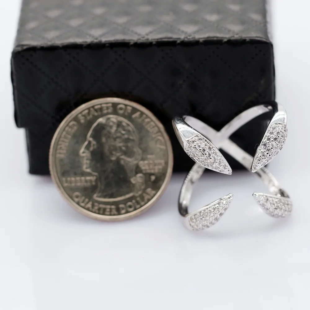 Американский запас Uloveido модный кубический цирконий X Ring 4 когти свободный размер