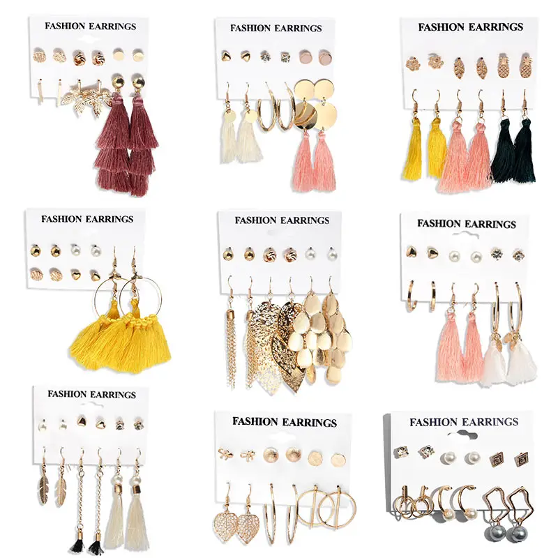 Женские богемные серьги JJFOUCS набор из металлических круглых серег и ракушек