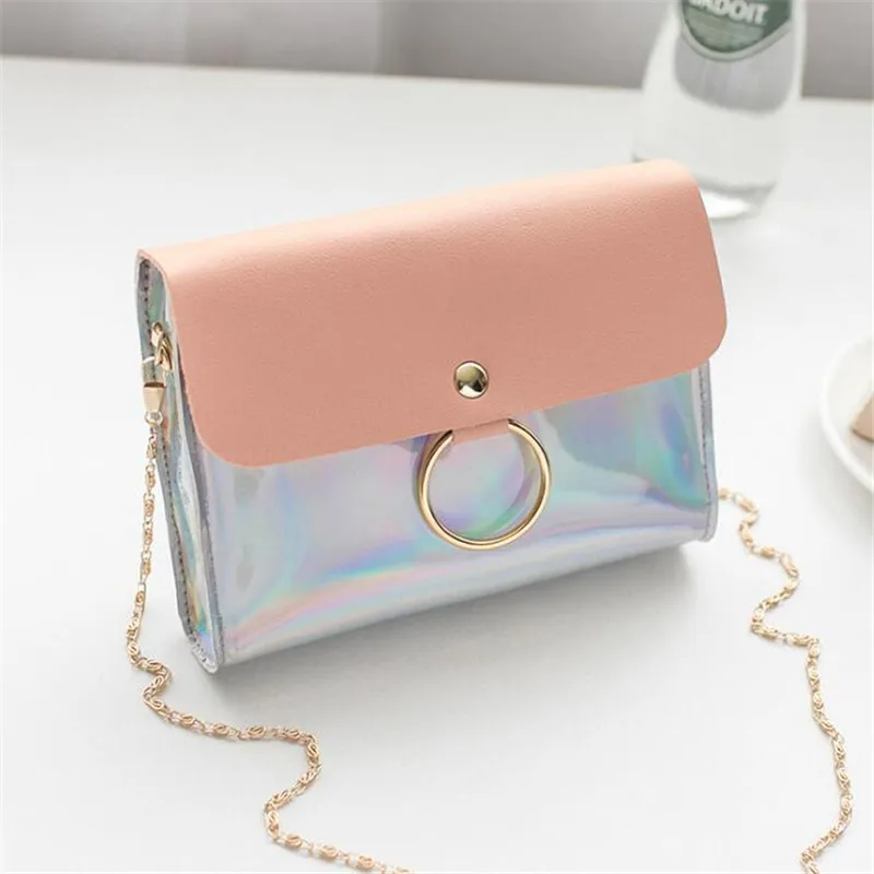 Женская Лазерная сумка через плечо вечерняя мини с цепочкой маленькая круглая