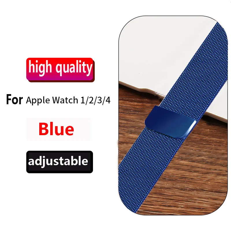blue Миланская петля браслет из нержавеющей стали ремешок для Apple Watch 5 4 3 2 1 42 мм 38 мм браслет ремешок для iwatch 4 3 40 мм 44 мм - Цвет ремешка: blue