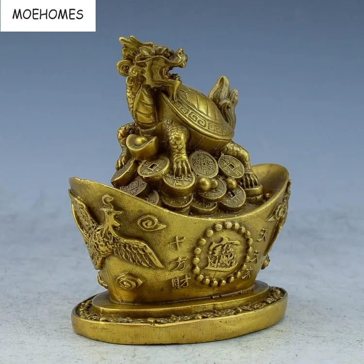 

MOEHOMES chinese Collect bronze fengshui long-lived turtle yuanbao statue metal handicraft Home decorations