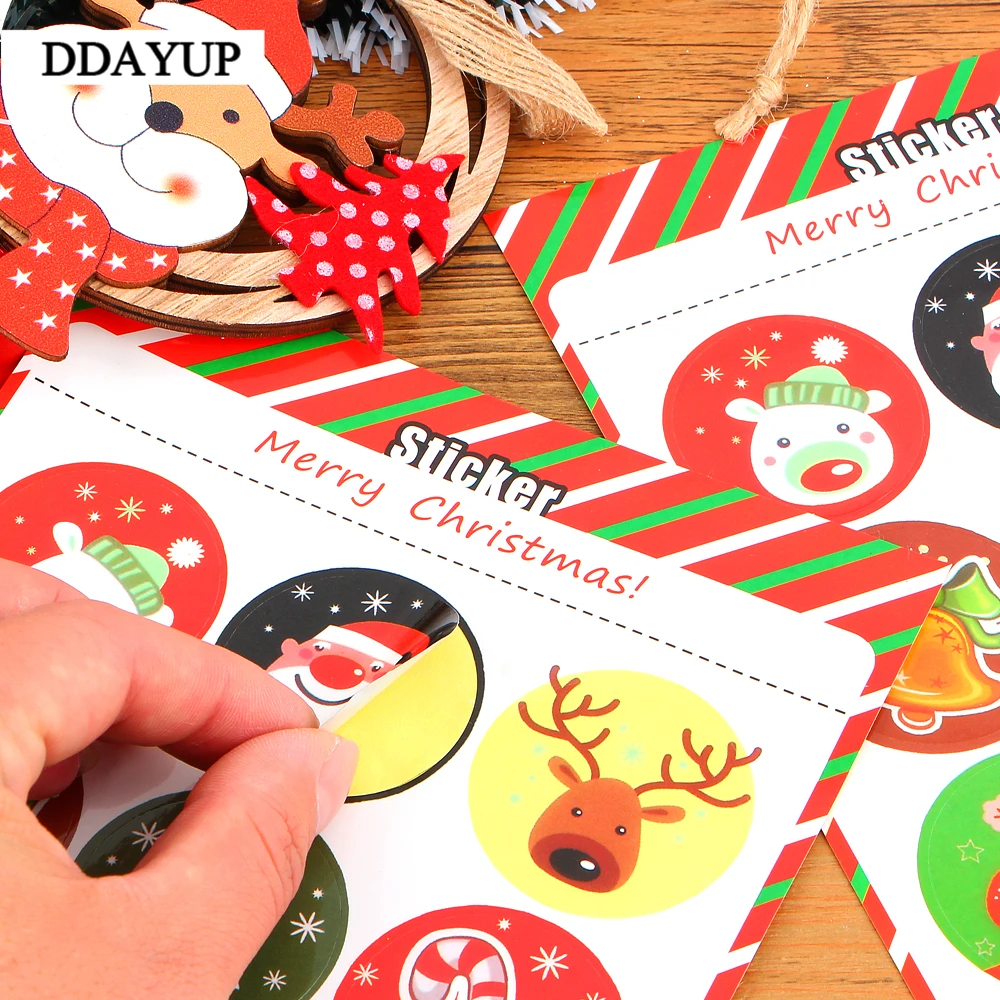 90 шт. Рождественская наклейка с рисунком Санта Клауса Подарочная из крафт бумаги