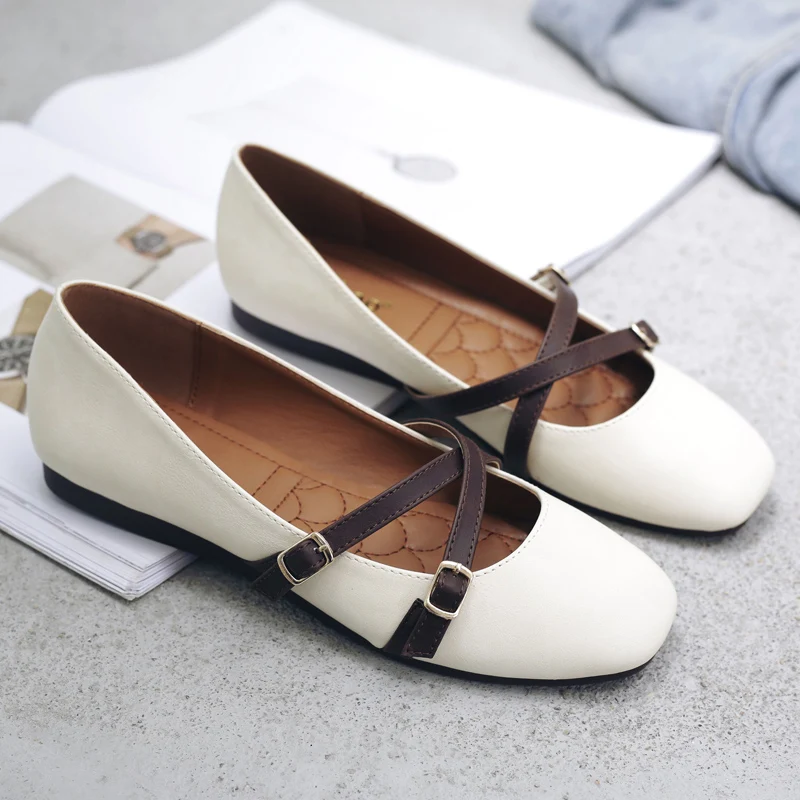 Teahoo/женские балетки на плоской подошве с квадратным носком и перекрестными