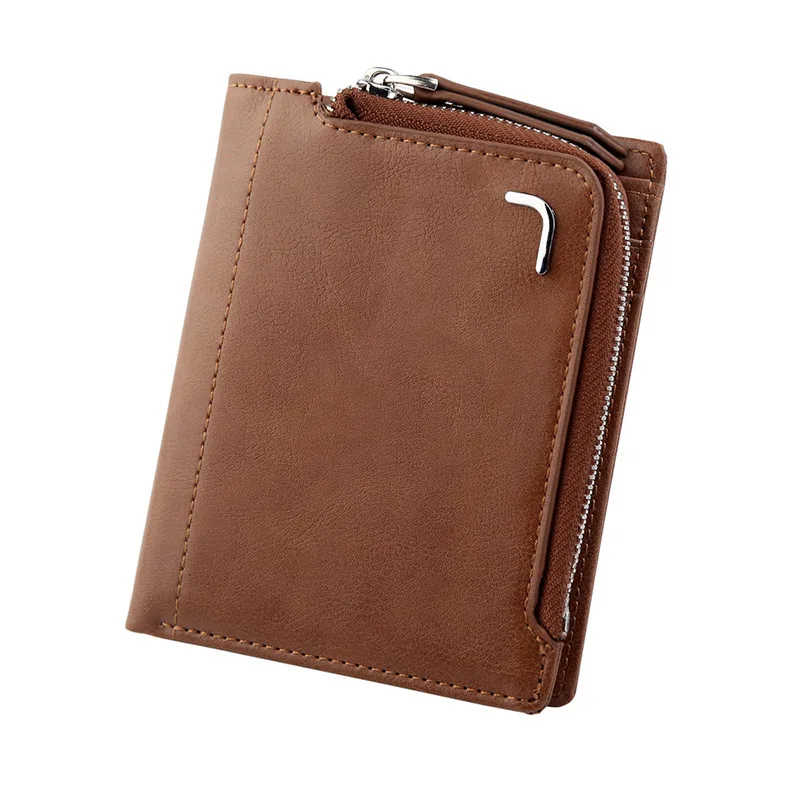 1 шт. мужской кошелек короткий дизайн из искусственной кожи на молнии винтажный