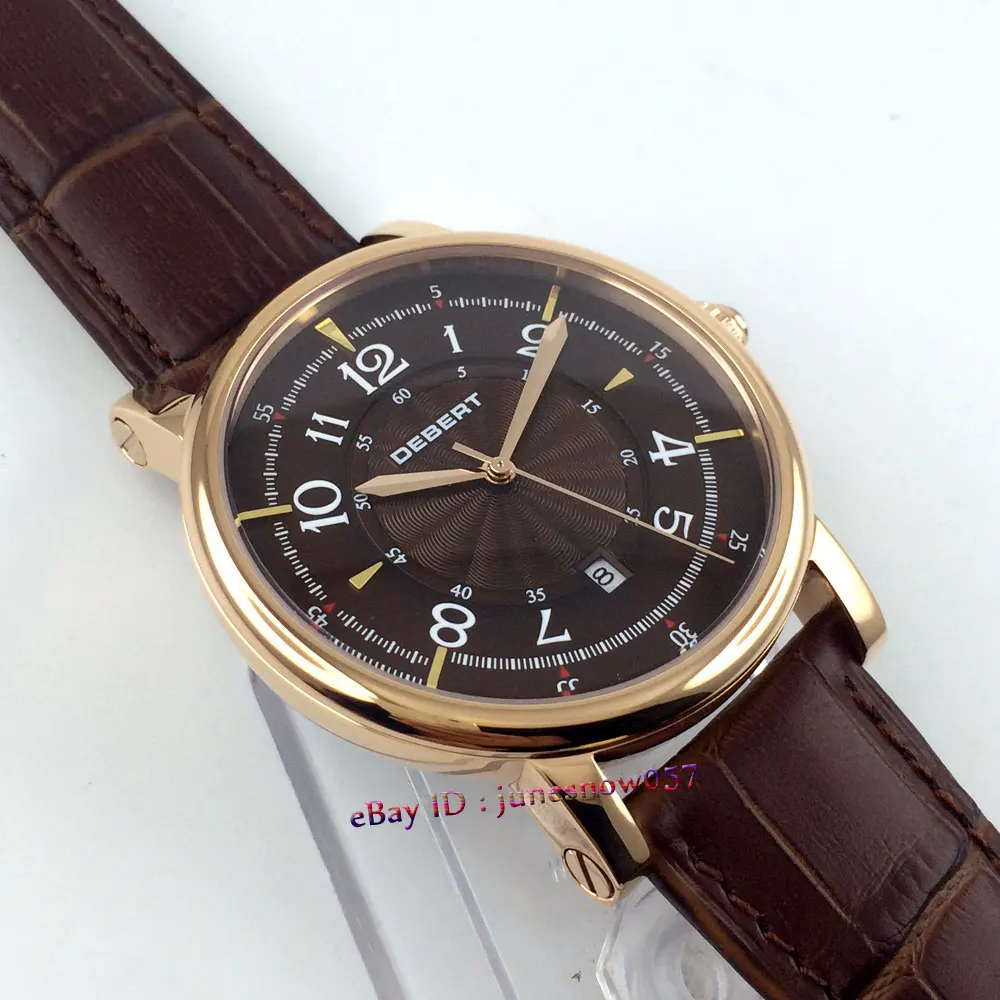 Подлинное Зеркало 43 мм роскошное кофейное окно с датой набора Золотой корпус 5ATM