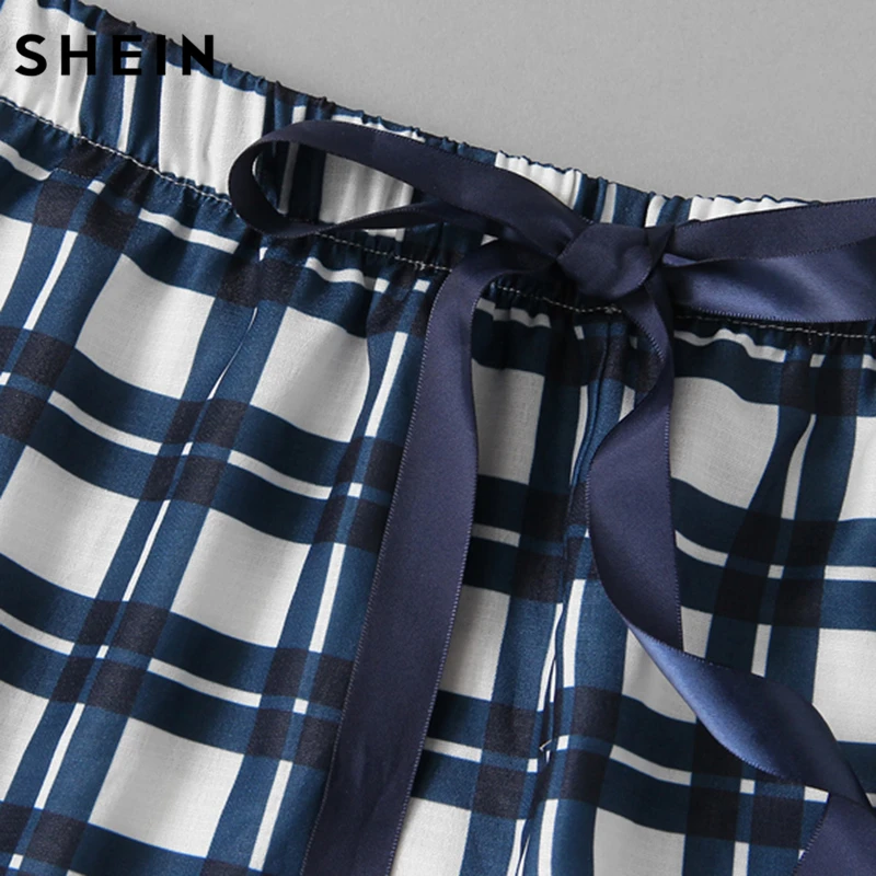 SHEIN Модная Пижама С Кружевной Вставкой Женский Летний Повседневный Топ Без Рукавов И Длинные Брюки Комплект Пижамы