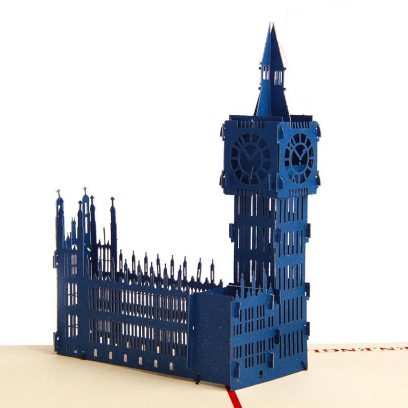 

3D Handmade Laser Cut Vintage Cards City Building Big Ben Creative Gifts Postcard Birthday Greeting Cards for Children 3pcs