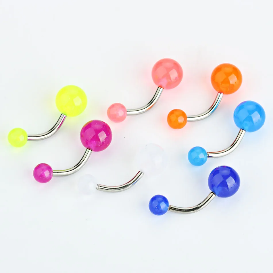 Оптовая продажа 7 шт./лот ночное свечение женская мода пупка кольца штанга