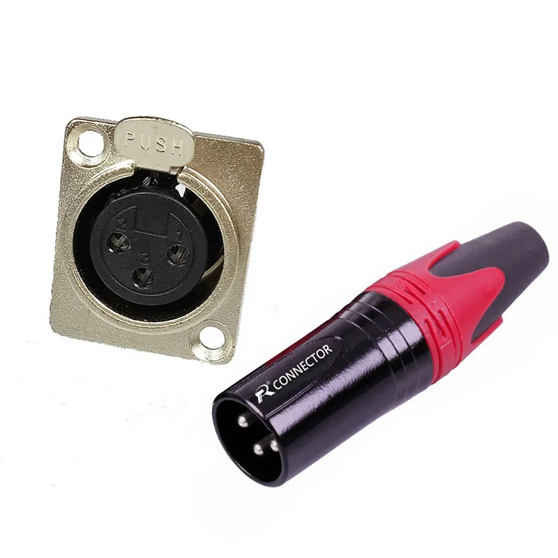 Red (1 Set) 1 компл./лот 2 шт 3-контактный разъем XLR 1 шт. XLR Панель шасси держателя+ 1 шт. XLR Сделано в Китае с разъемом «папа» в наборе микрофон разъем адаптера - Цвет: Red (1 Set)