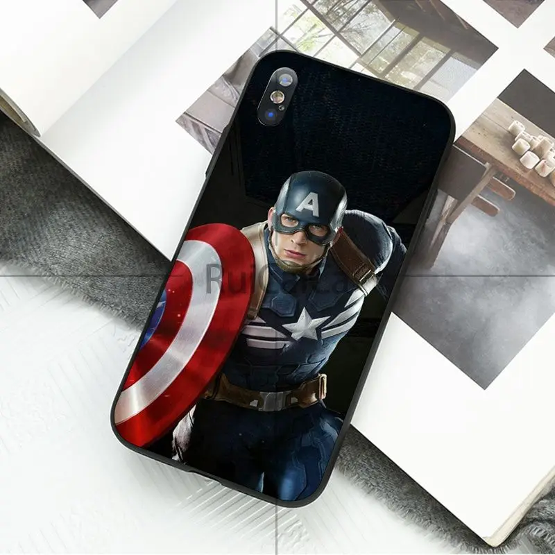 Чехол для телефона Ruicaica Marvel Мстители Капитан Америка мягкий черный чехол Apple iPhone 8