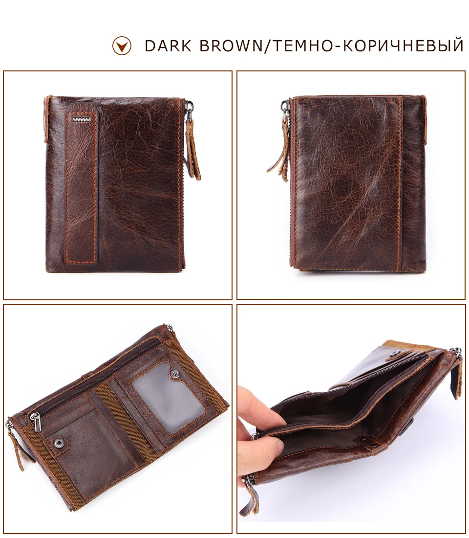 Muurdde, новинка, Crazy Horse, натуральная кожа, мужской кошелек, Rfid, двойная молния, короткий кошелек для монет, маленький, винтажный, мужские кошельки, фирменный дизайн