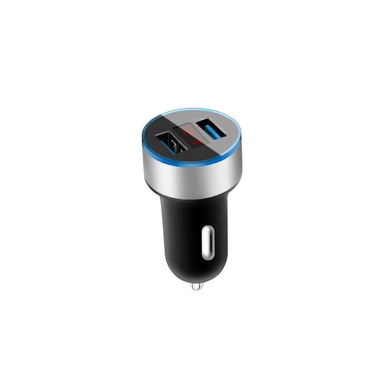 Silver Двойной USB 3.1A автомобильное зарядное устройство 2 порта ЖК-дисплей Зажигалка на электропитании автомобильное зарядное устройство для iphone samsung xiaomi huawei и т. Д - Название цвета: Silver