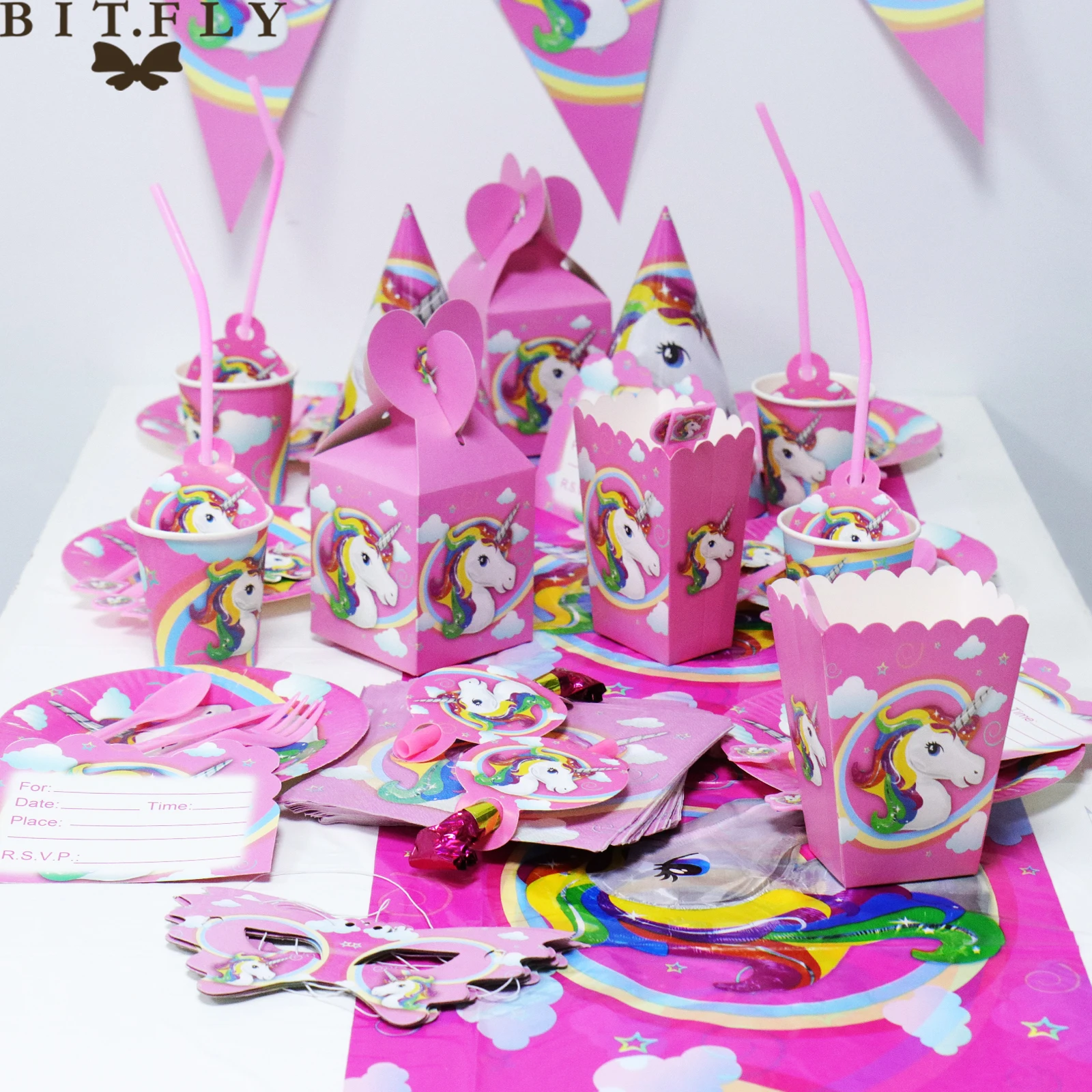 6 pcs pink color unicorn candy box Birthday Party Decorations kids party decoration Unicorn Theme Pony Supplies | Дом и сад