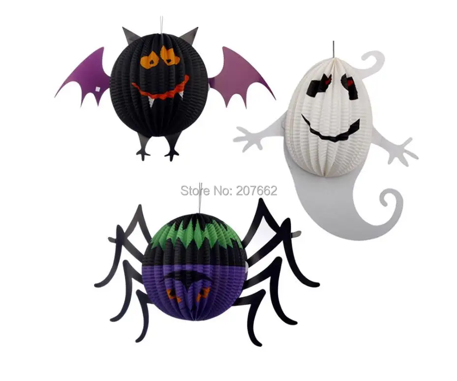 100 шт./лот привидение паук летучая мышь подвесные бумажные фонари Декор на