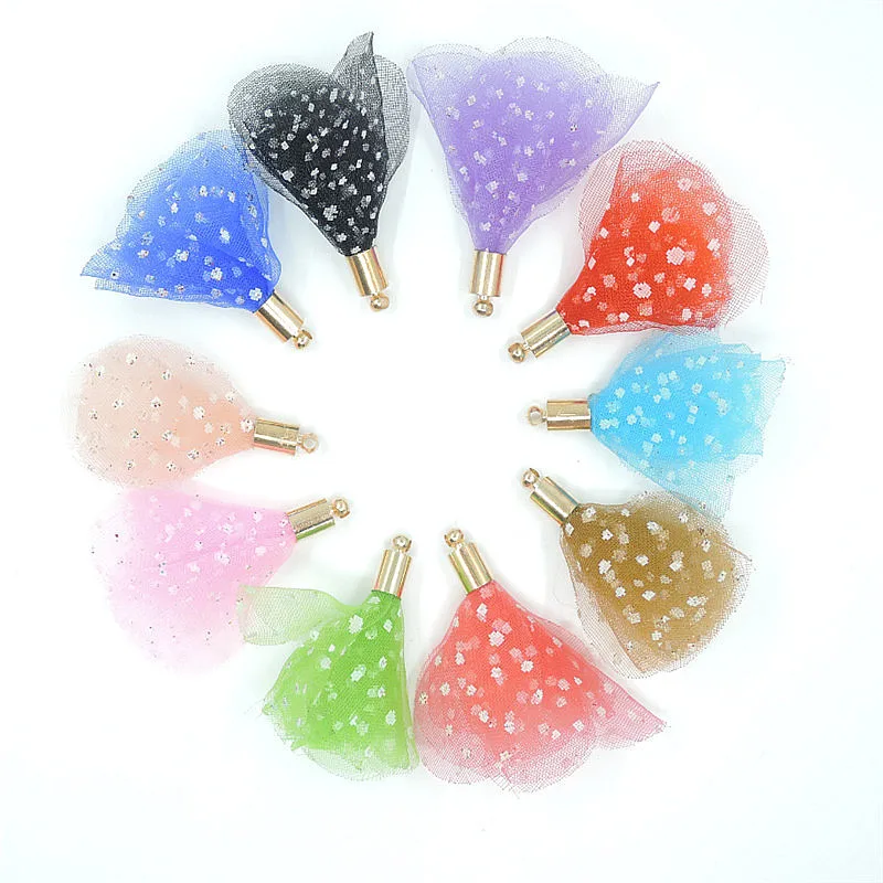 10 шт./лот оптовая продажа 4 см Маленькая кружевная цветочная ткань кисточка с