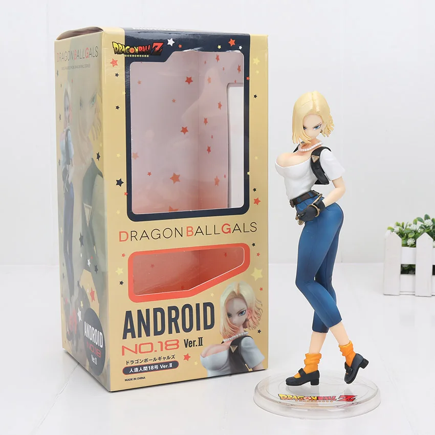 Stand With Box Аниме Dragon Ball Gals NO. 18 лазурит девушки Bulma Ланч Ранчи Чичи видель ПВХ DBZ фигурка Коллекция Модель игрушки 9-20 см - Цвет: Stand With Box