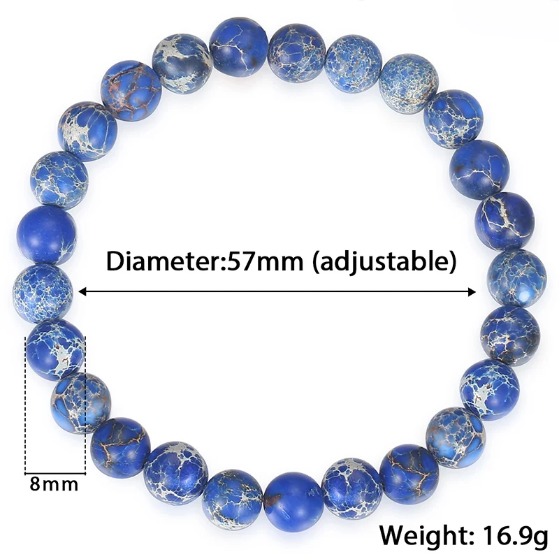 Davieslee Dark Blue Imperial Stone Bead Mens Womens Bracelet 2018 Fashion Men Jewelry Beads Bracelets For Women 8mm DDBM23 | Украшения и