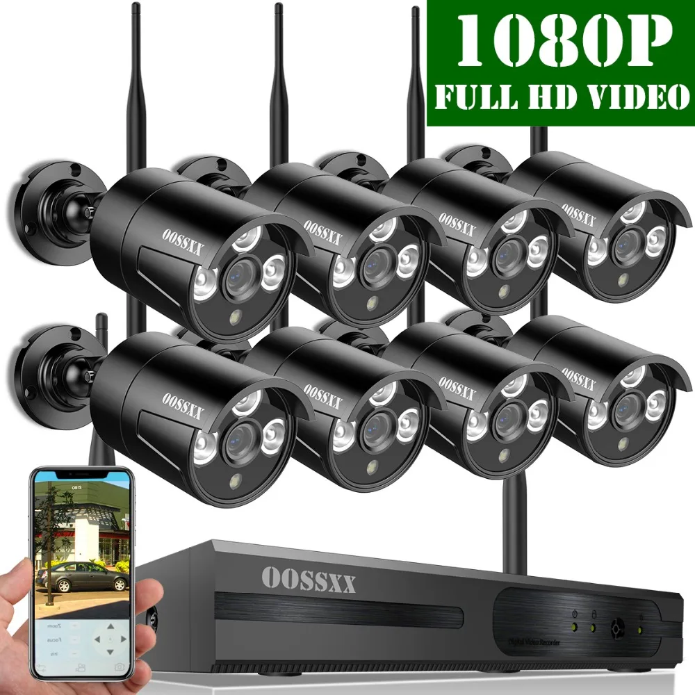 OOSSXX 8CH 1080 P Беспроводной NVR комплект CCTV Камера Системы 2.0MP Крытый Открытый IP66 IP P2P