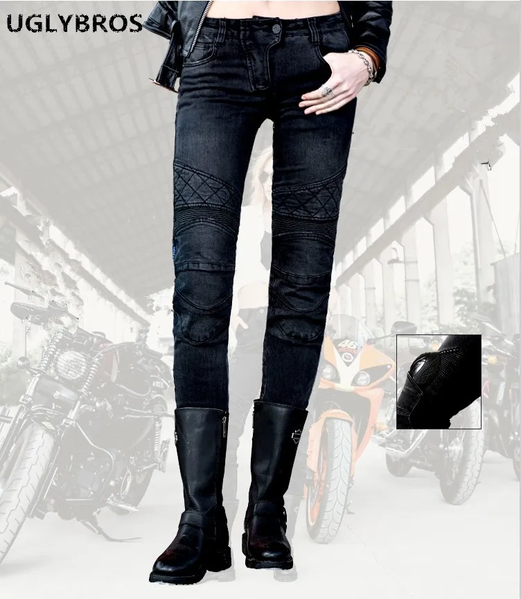 

Uglybros Guardian Ubp09 jeans racing pants pantalon moto femme motorcycle trousers black blue motorcycle protective pants