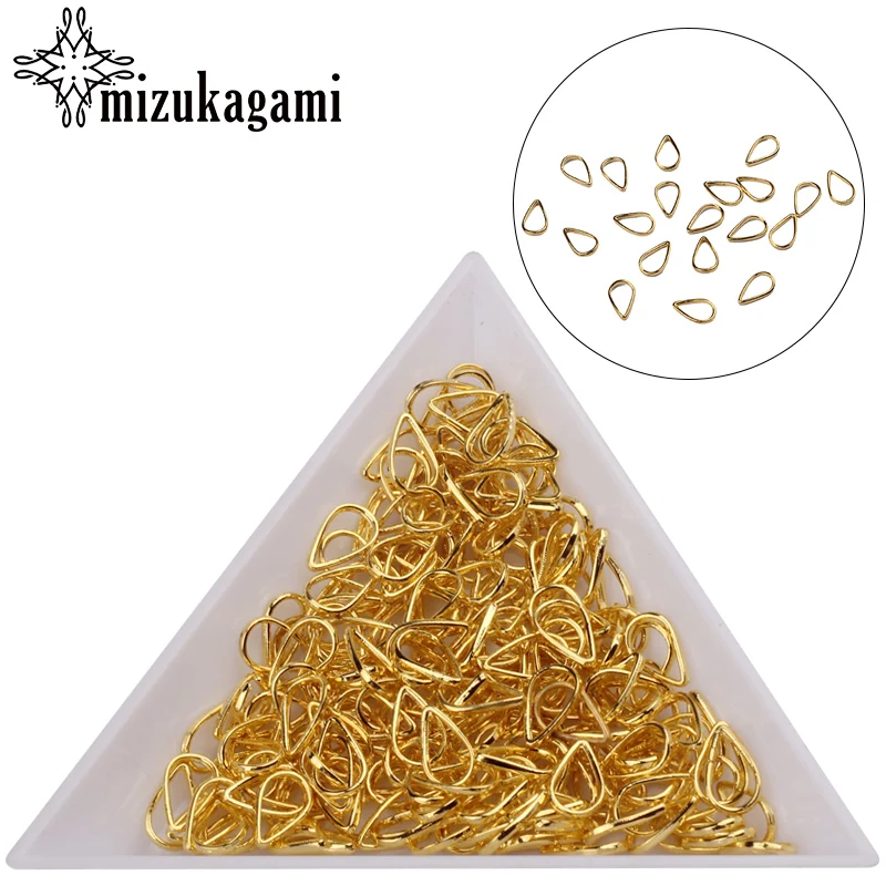 

100pcs Alloy Golden Metal Hollow Tear Water Drop Art Decorations UV Gel Set Beads Charms Jewelry Supplies