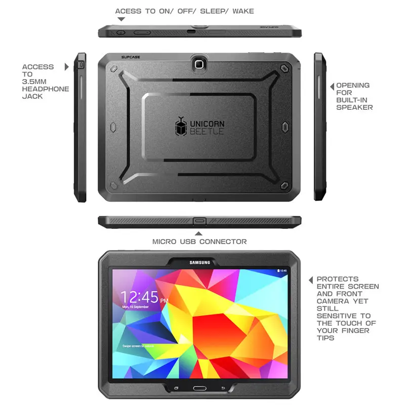 SUPCASE For Samsung Galaxy Tab 4 10.1 Case UB Pro Full body Rugged Hybrid Protective Cover with Built in Screen Protector|Чехлы для