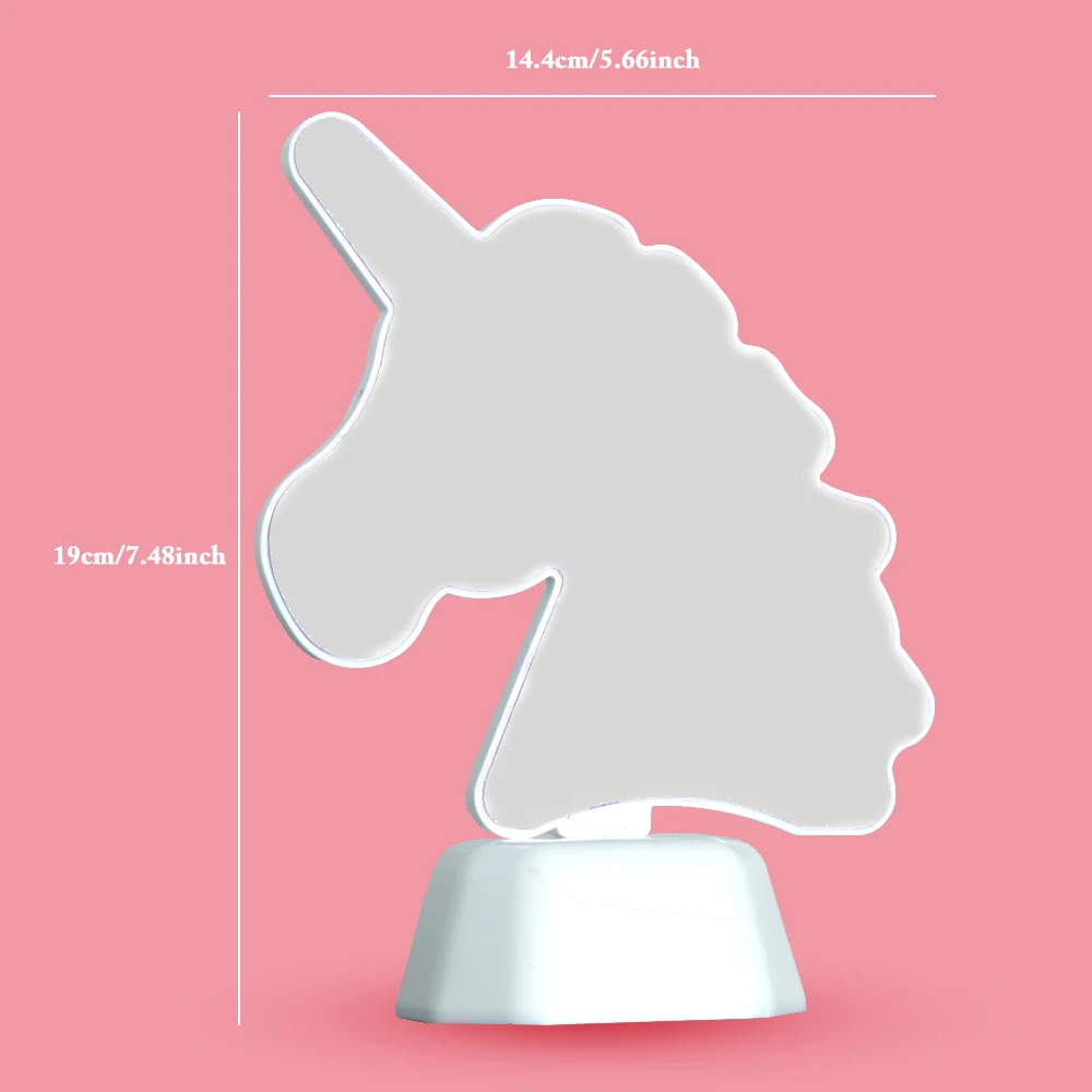 Домашний туннельный светильник Украшение мультфильм пигмент Unicorn с зеркальным эффектом Красочный светодиодный ночной Светильник дети дочь Настольный светильник вечерние Декор подарки на день рождения