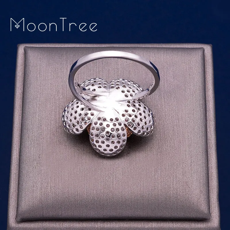 MoonTree 22 мм Роскошный цветок лист лотоса роскошный кубический циркон женские