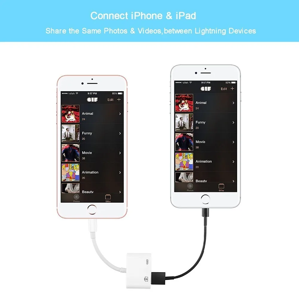 USB адаптер Meenova Lightning OTG зарядный кабель концентратора для iPhone iPad iOS13 флеш