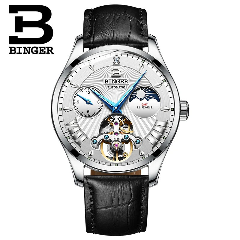 

Switzerland Mechanical Watch Men Binger Role Luxury Brand Men Watches Skeleton Wrist Sapphire Men Watch Waterproof B-1186-2