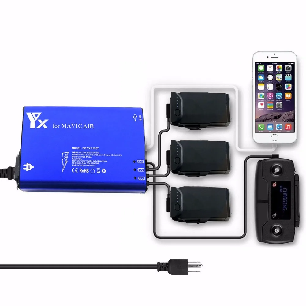 5 в 1 Mavic Air Charger 3 Way зарядка аккумулятора 2 USB порта пульт дистанционного управления